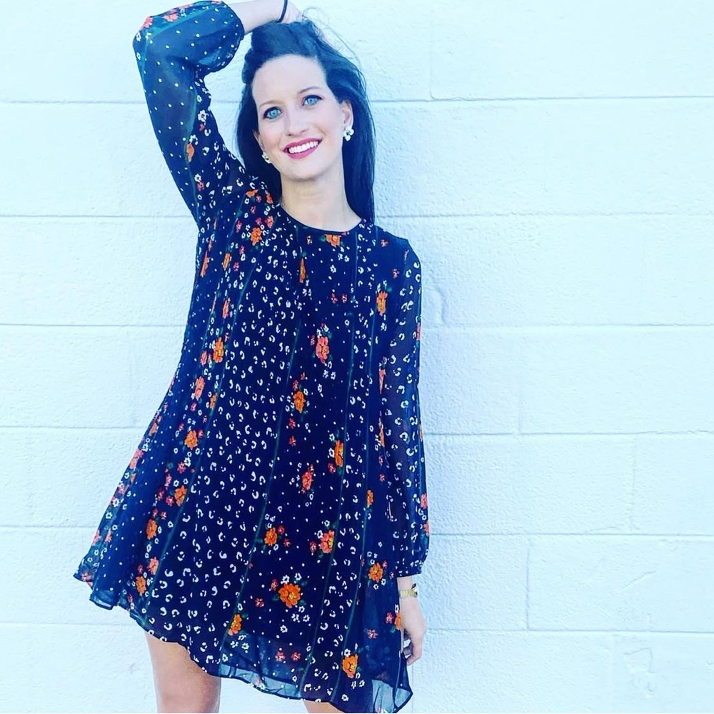 Ann Taylor Floral Long Sleeve Dress